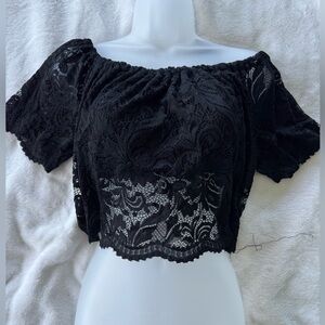 Forever 21 Black Lace Off-Shoulder Blouse